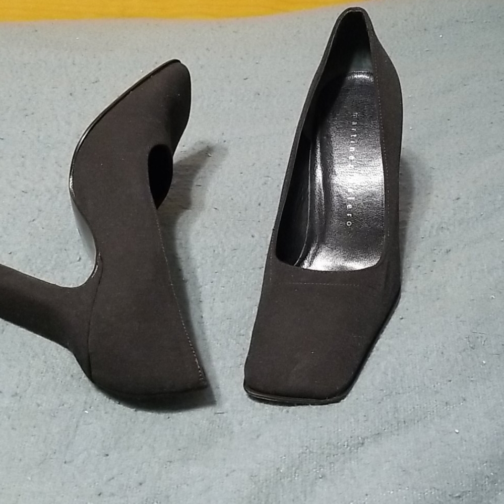 Dk brown Silk Linen Heels